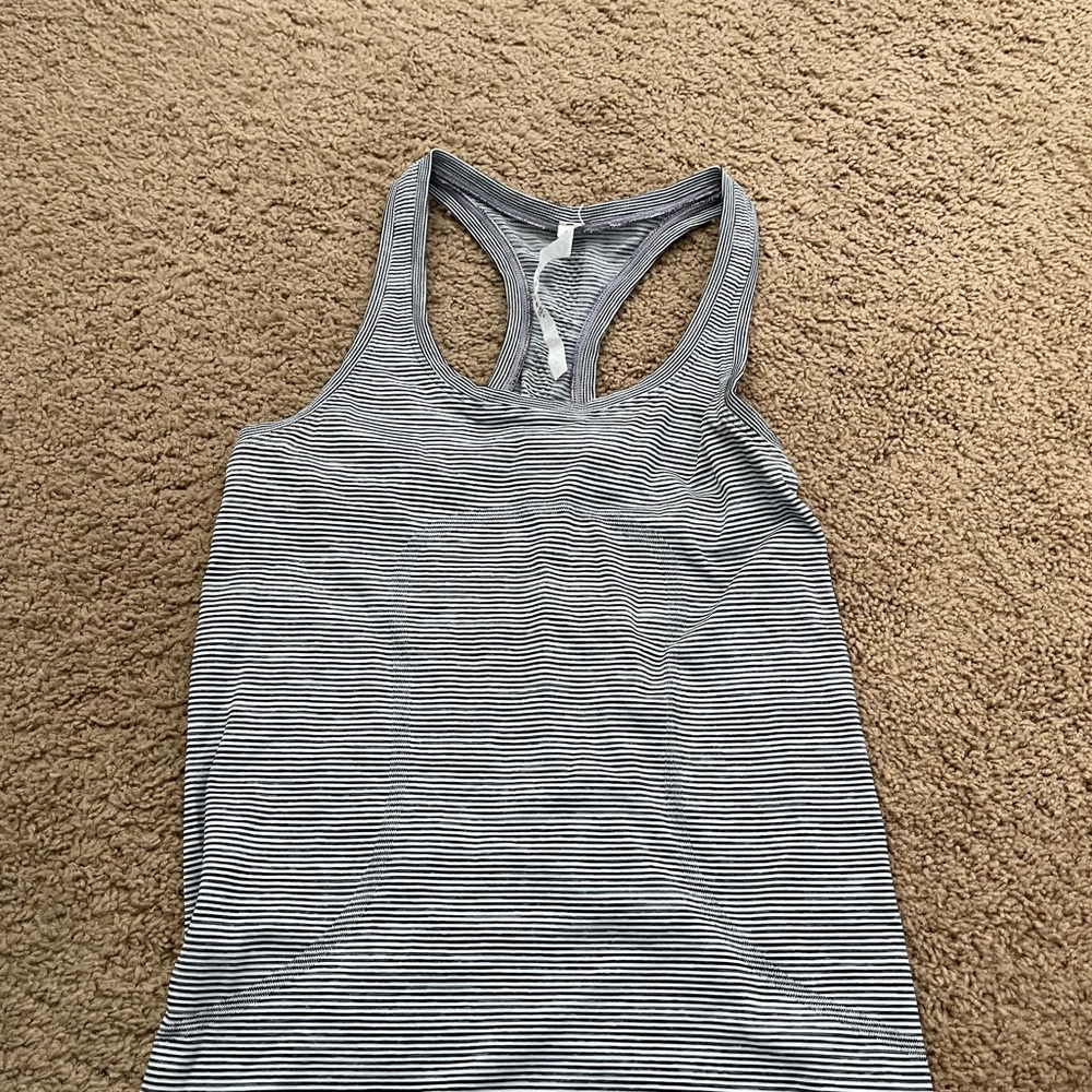 size 6 striped black and white lululemon tank top
